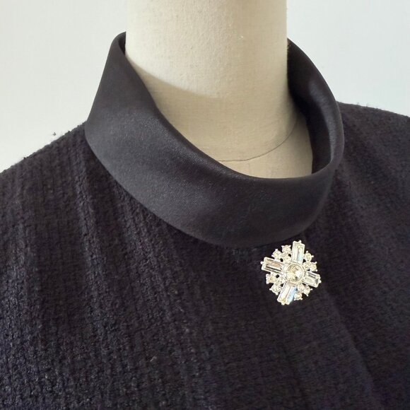 Self-Portrait Black Boucle Collared Mini Dress - Picture 8 of 11